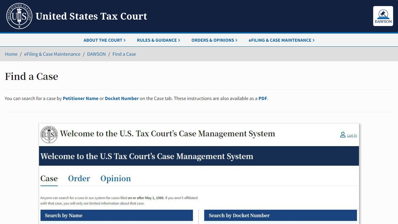 Find a Case | United States Tax Court